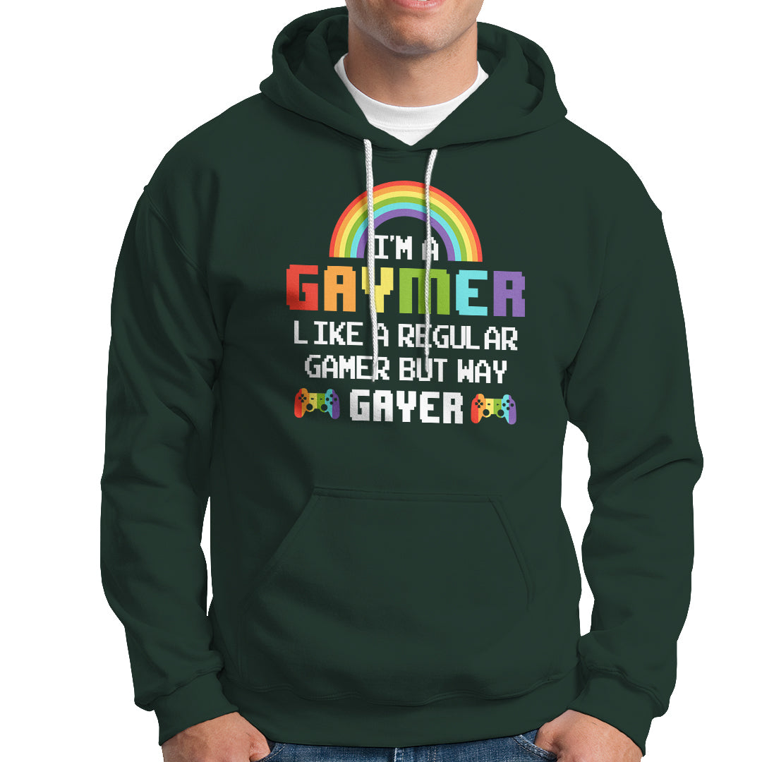 Gaymer Like A Regular Gamer But Way Gayer LGBT Rainbow Gaming Hoodie - Wonder Print Shop