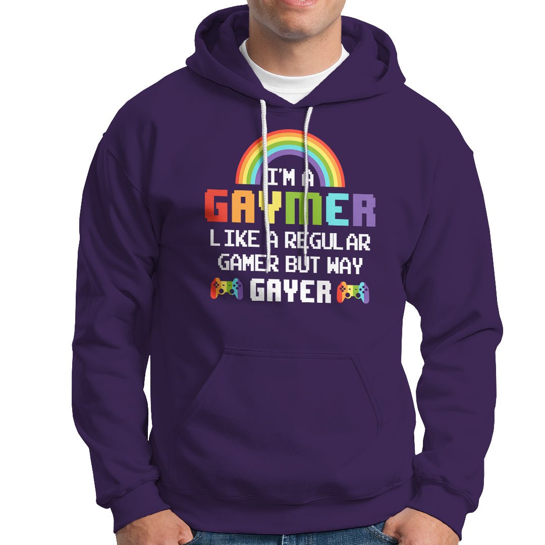Gaymer Like A Regular Gamer But Way Gayer LGBT Rainbow Gaming Hoodie - Wonder Print Shop