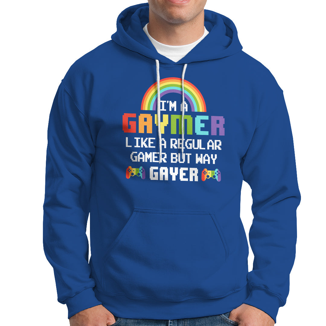 Gaymer Like A Regular Gamer But Way Gayer LGBT Rainbow Gaming Hoodie - Wonder Print Shop