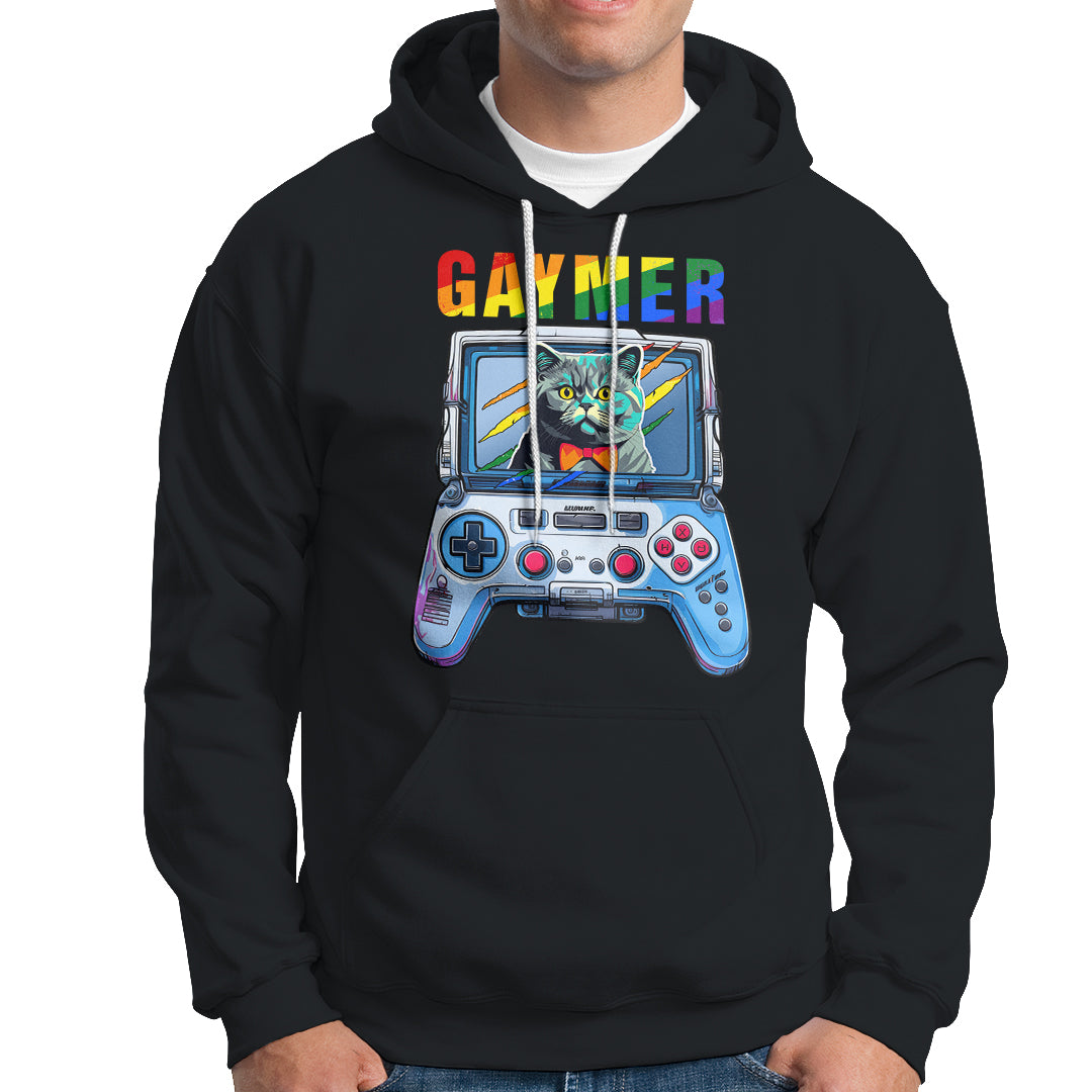 Gaymer Cat LGBT Gay Pride Rainbow Video Game Hoodie - Wonder Print Shop
