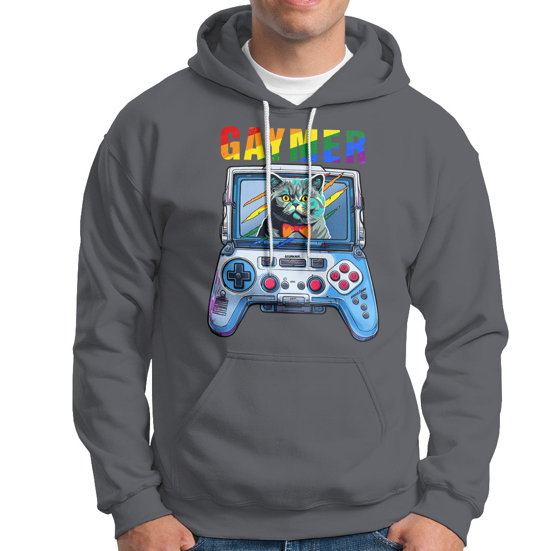 Gaymer Cat LGBT Gay Pride Rainbow Video Game Hoodie - Wonder Print Shop