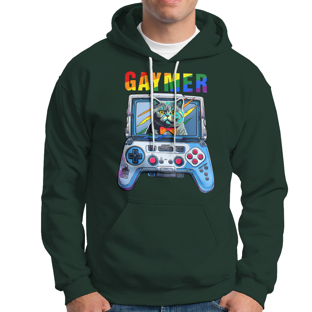 Gaymer Cat LGBT Gay Pride Rainbow Video Game Hoodie - Wonder Print Shop