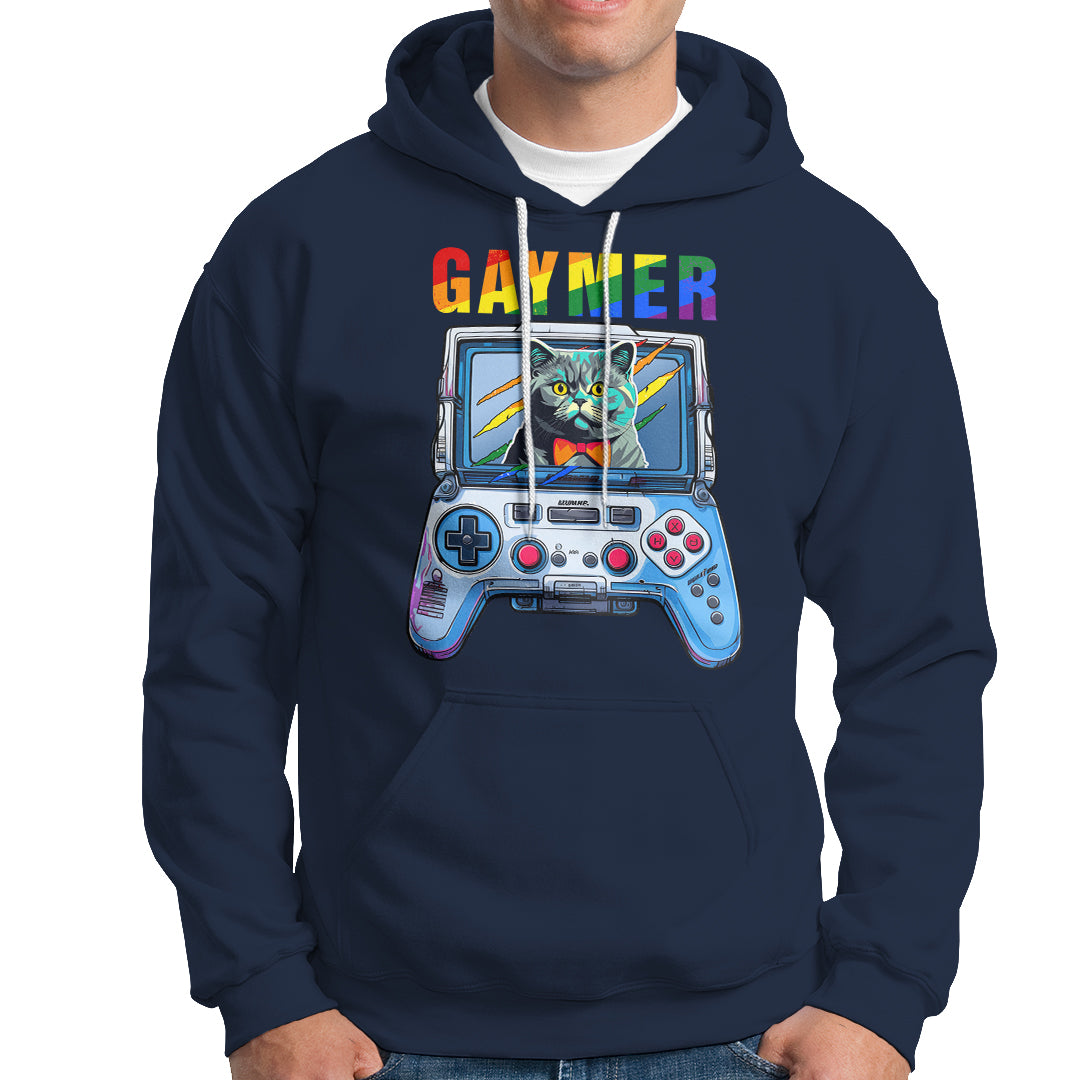 Gaymer Cat LGBT Gay Pride Rainbow Video Game Hoodie - Wonder Print Shop