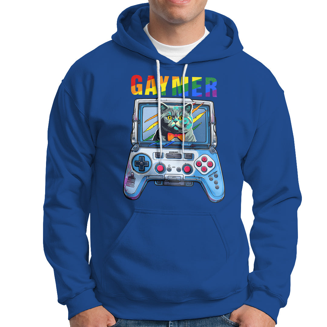 Gaymer Cat LGBT Gay Pride Rainbow Video Game Hoodie - Wonder Print Shop