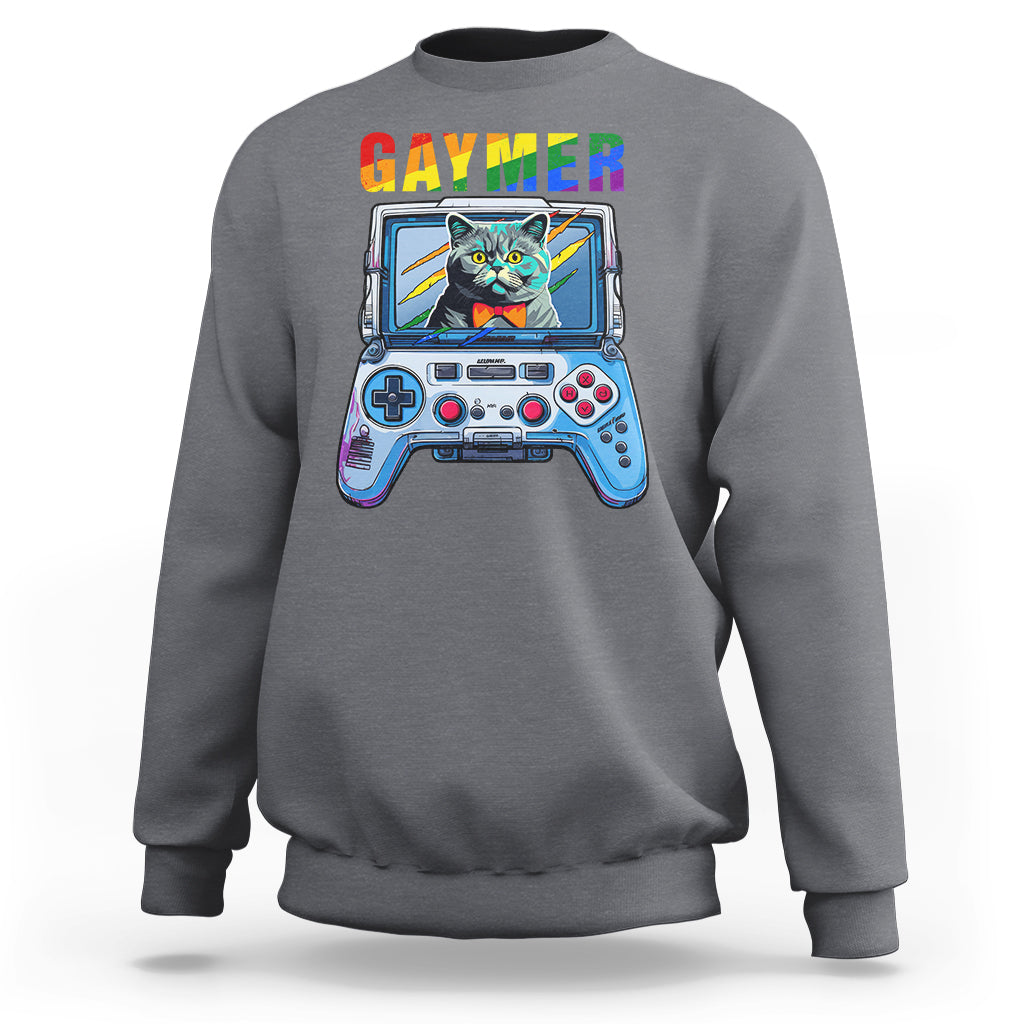 Gaymer Cat LGBT Gay Pride Rainbow Video Game Sweatshirt - Wonder Print Shop