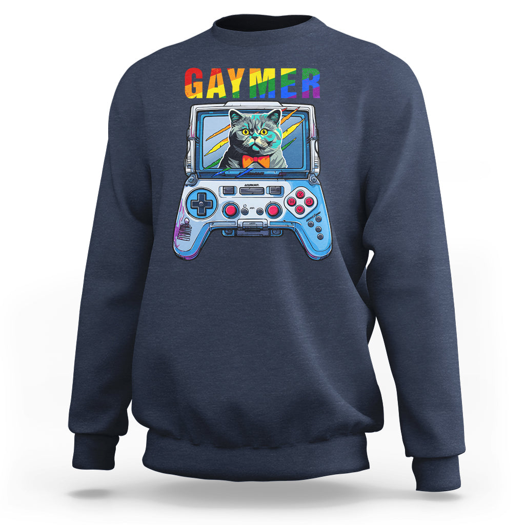 Gaymer Cat LGBT Gay Pride Rainbow Video Game Sweatshirt - Wonder Print Shop