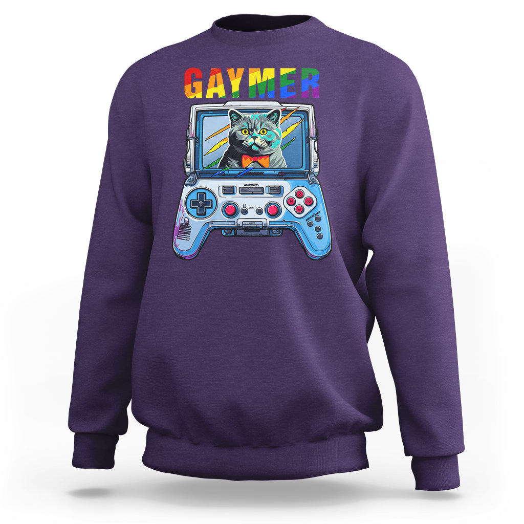 Gaymer Cat LGBT Gay Pride Rainbow Video Game Sweatshirt - Wonder Print Shop