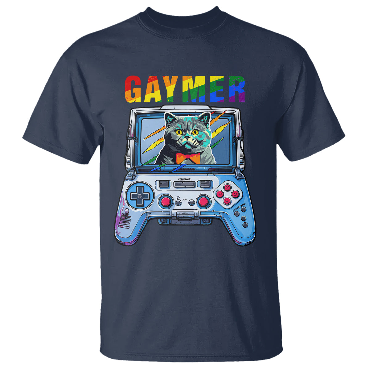 Gaymer Cat LGBT Gay Pride Rainbow Video Game T Shirt - Wonder Print Shop