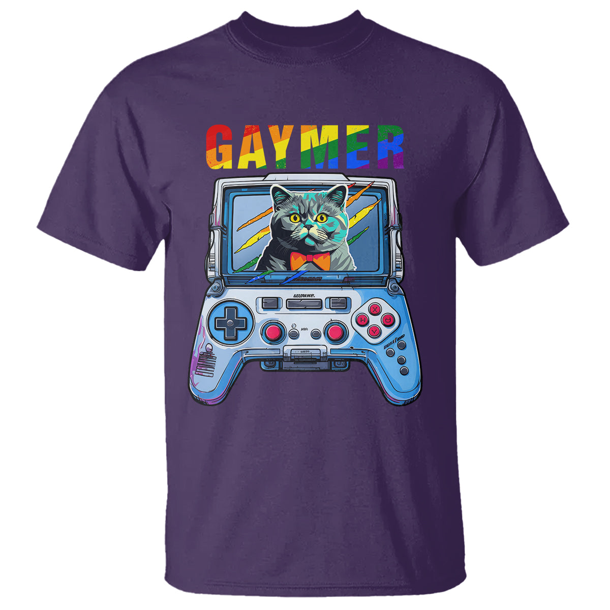 Gaymer Cat LGBT Gay Pride Rainbow Video Game T Shirt - Wonder Print Shop