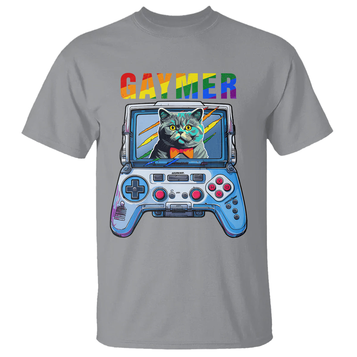 Gaymer Cat LGBT Gay Pride Rainbow Video Game T Shirt - Wonder Print Shop