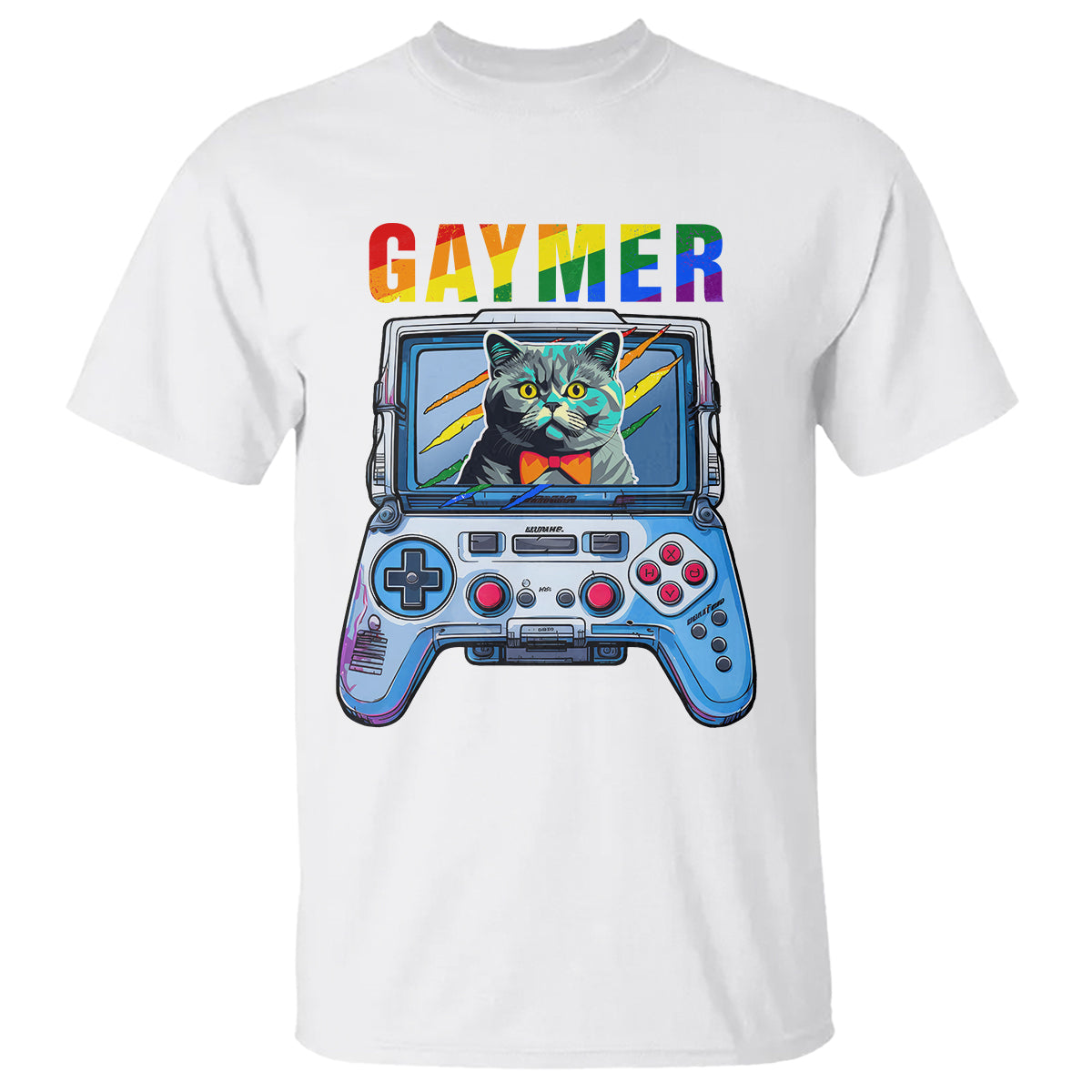 Gaymer Cat LGBT Gay Pride Rainbow Video Game T Shirt - Wonder Print Shop