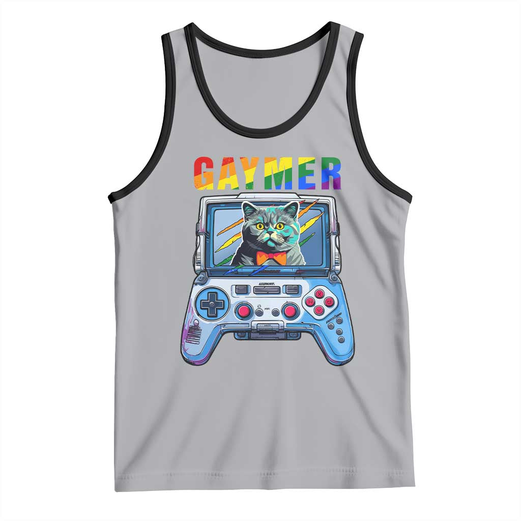 Gaymer Cat LGBT Gay Pride Rainbow Video Game Tank Top
