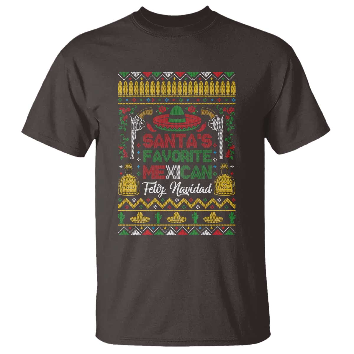 Funny Mexico Xmas Feliz Navidad T Shirt Santa' Favorite Mexican - Wonder Print Shop