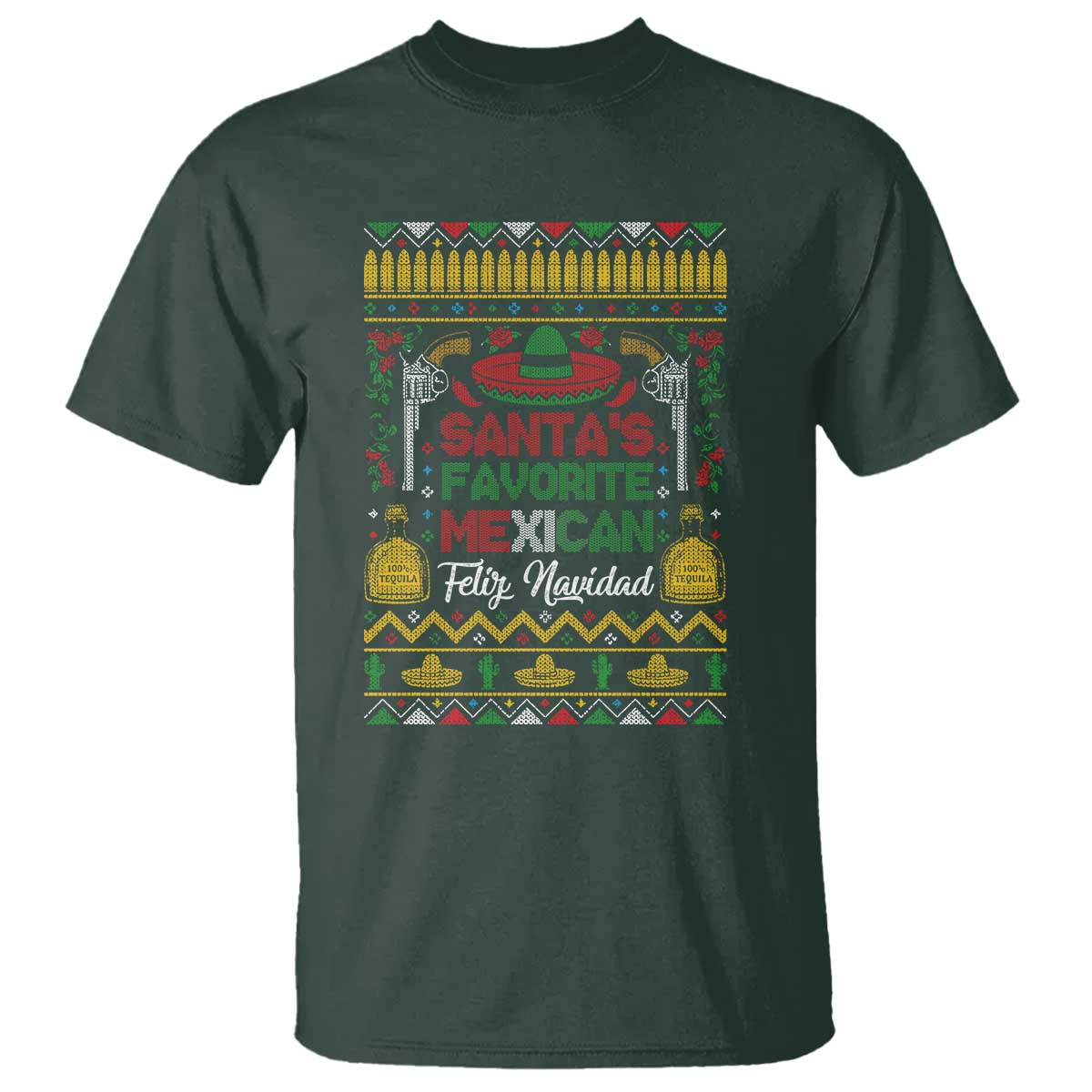 Funny Mexico Xmas Feliz Navidad T Shirt Santa' Favorite Mexican - Wonder Print Shop