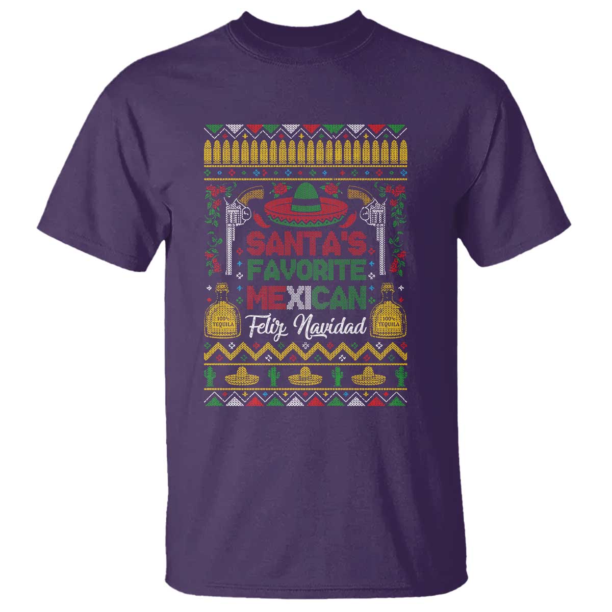 Funny Mexico Xmas Feliz Navidad T Shirt Santa' Favorite Mexican - Wonder Print Shop