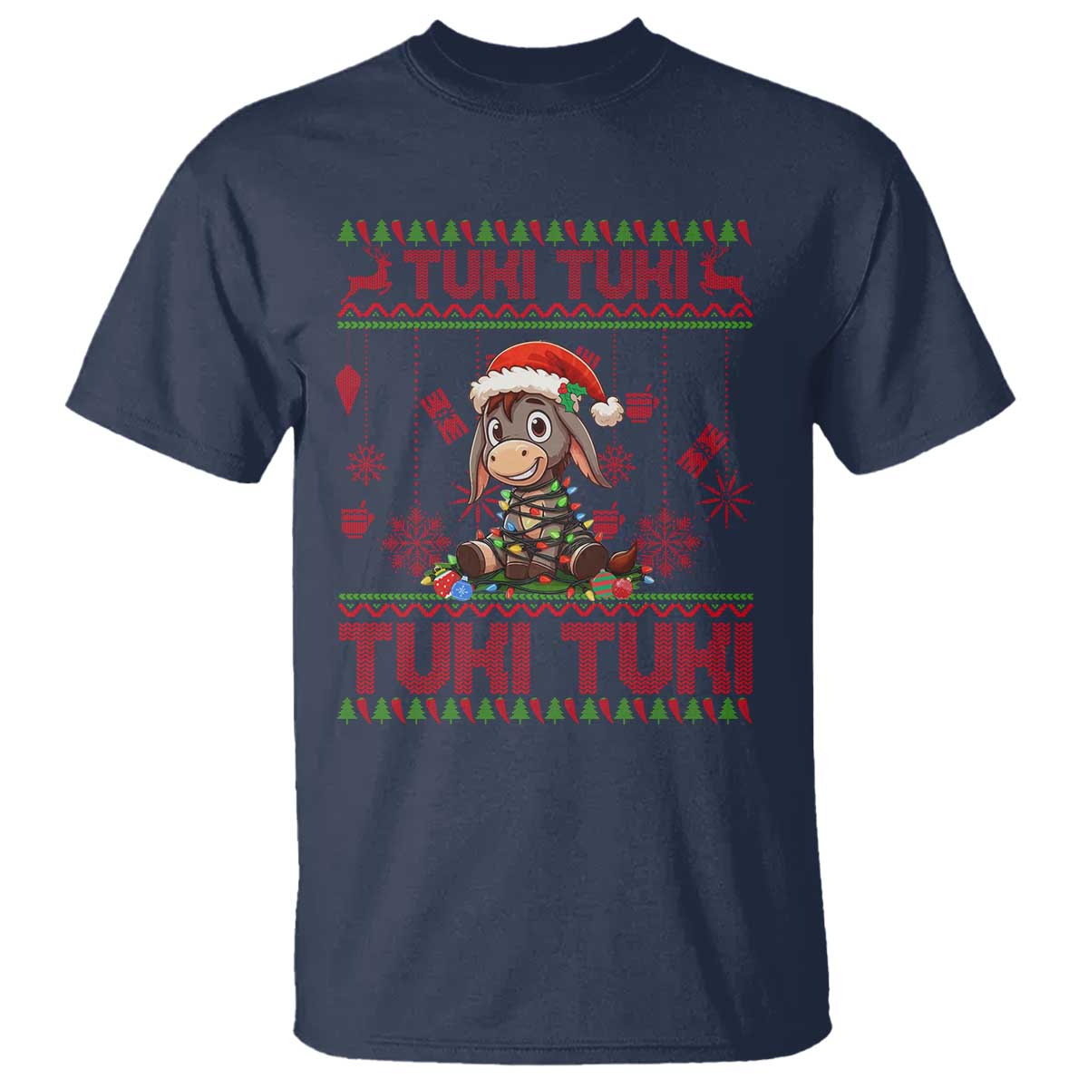 Funny Mexico Xmas T Shirt Tuki Tuki Burrito Cute Donkey Feliz Navidad - Wonder Print Shop