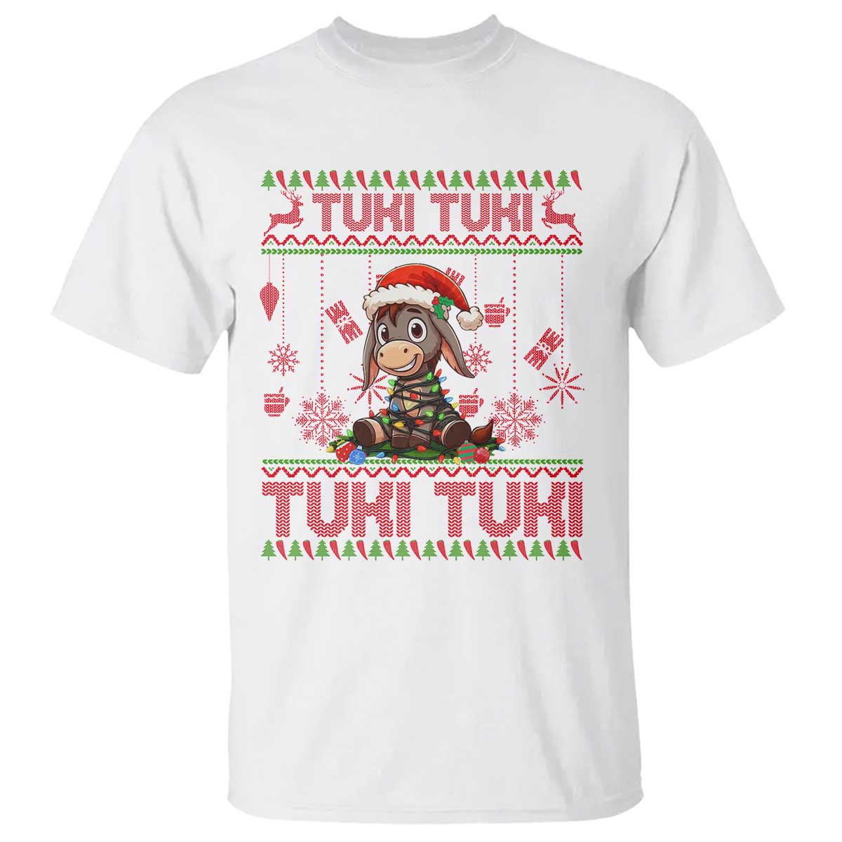Funny Mexico Xmas T Shirt Tuki Tuki Burrito Cute Donkey Feliz Navidad - Wonder Print Shop