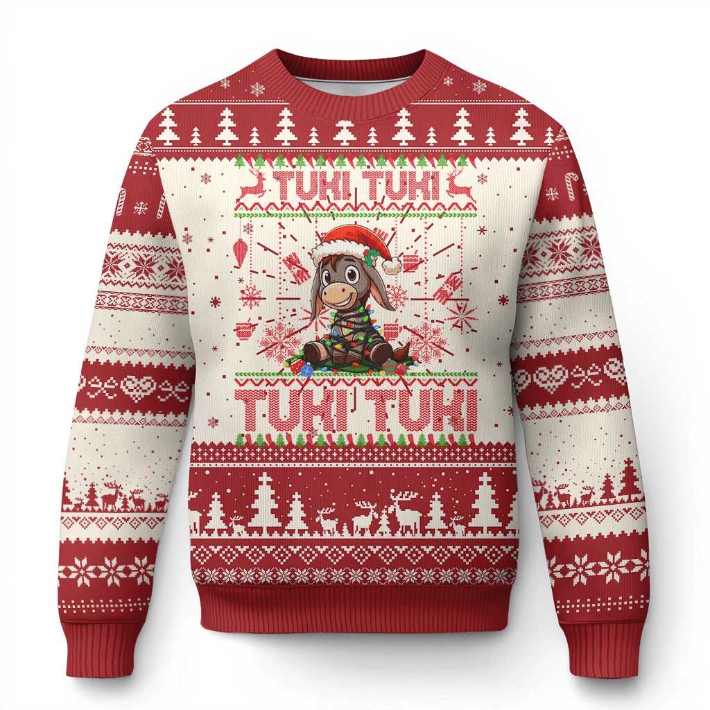 Funny Mexico Xmas Ugly Christmas Sweater Tuki Tuki Burrito Cute Donkey Feliz Navidad - Wonder Print Shop