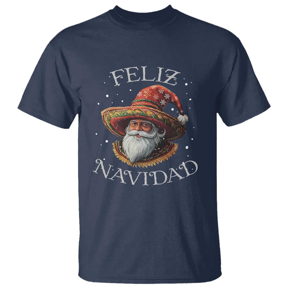 Funny Mexico Xmas T Shirt Santa Sombrero Feliz Navidad - Wonder Print Shop