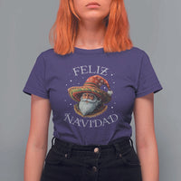 Funny Mexico Xmas T Shirt For Women Santa Sombrero Feliz Navidad - Wonder Print Shop