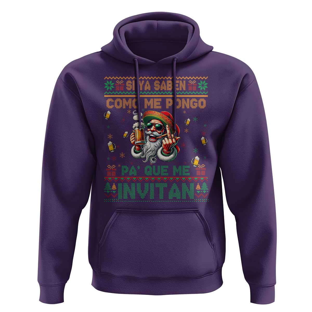 Funny Christmas Mexico Beer Hoodie Si Ya Saben Como Me Pongo Pa'que Me Invitan Santa Drunk