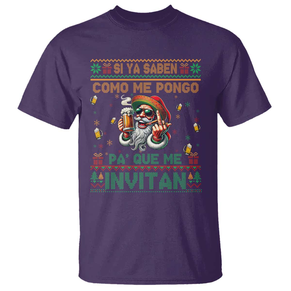 Funny Christmas Mexico Beer T Shirt Si Ya Saben Como Me Pongo Pa'que Me Invitan Santa Drunk - Wonder Print Shop