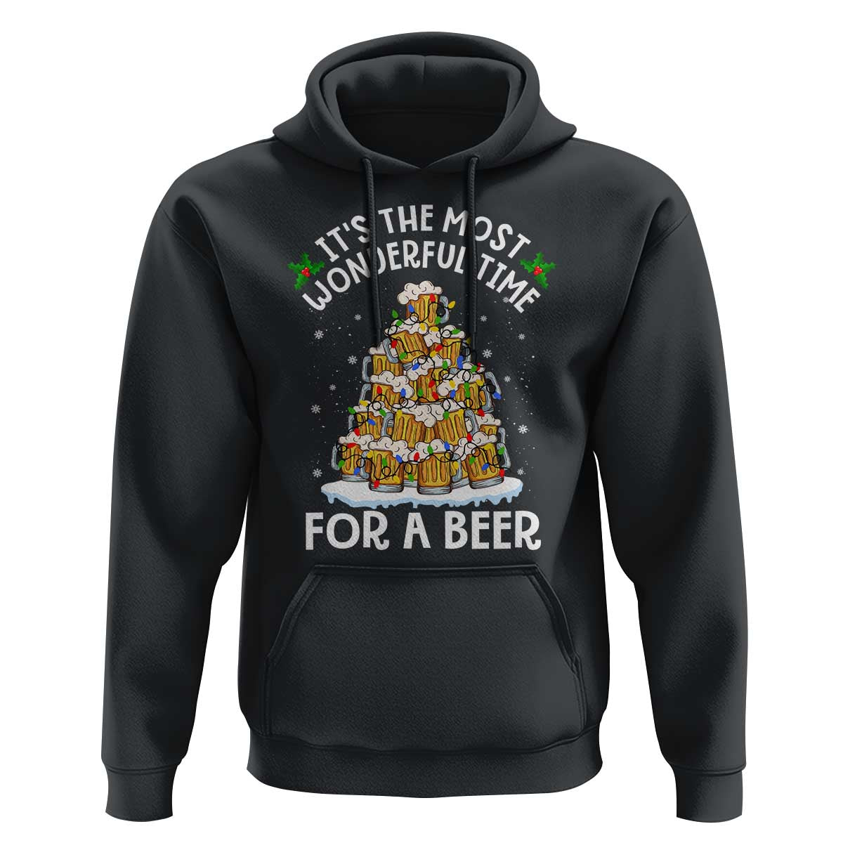 Funny Beer Christmas Tree Hoodie It's the Most Wonderful Time For A Beer