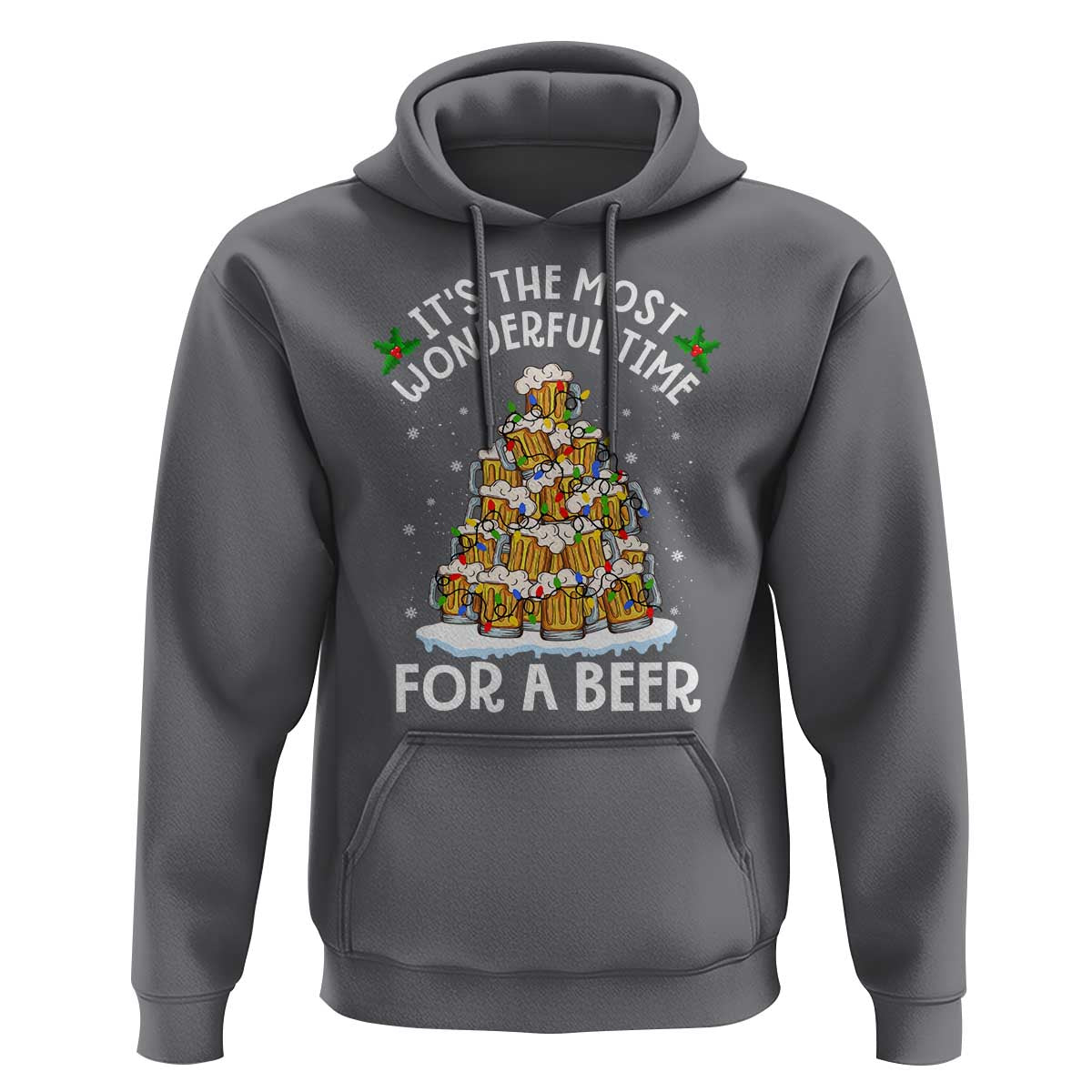 Funny Beer Christmas Tree Hoodie It's the Most Wonderful Time For A Beer