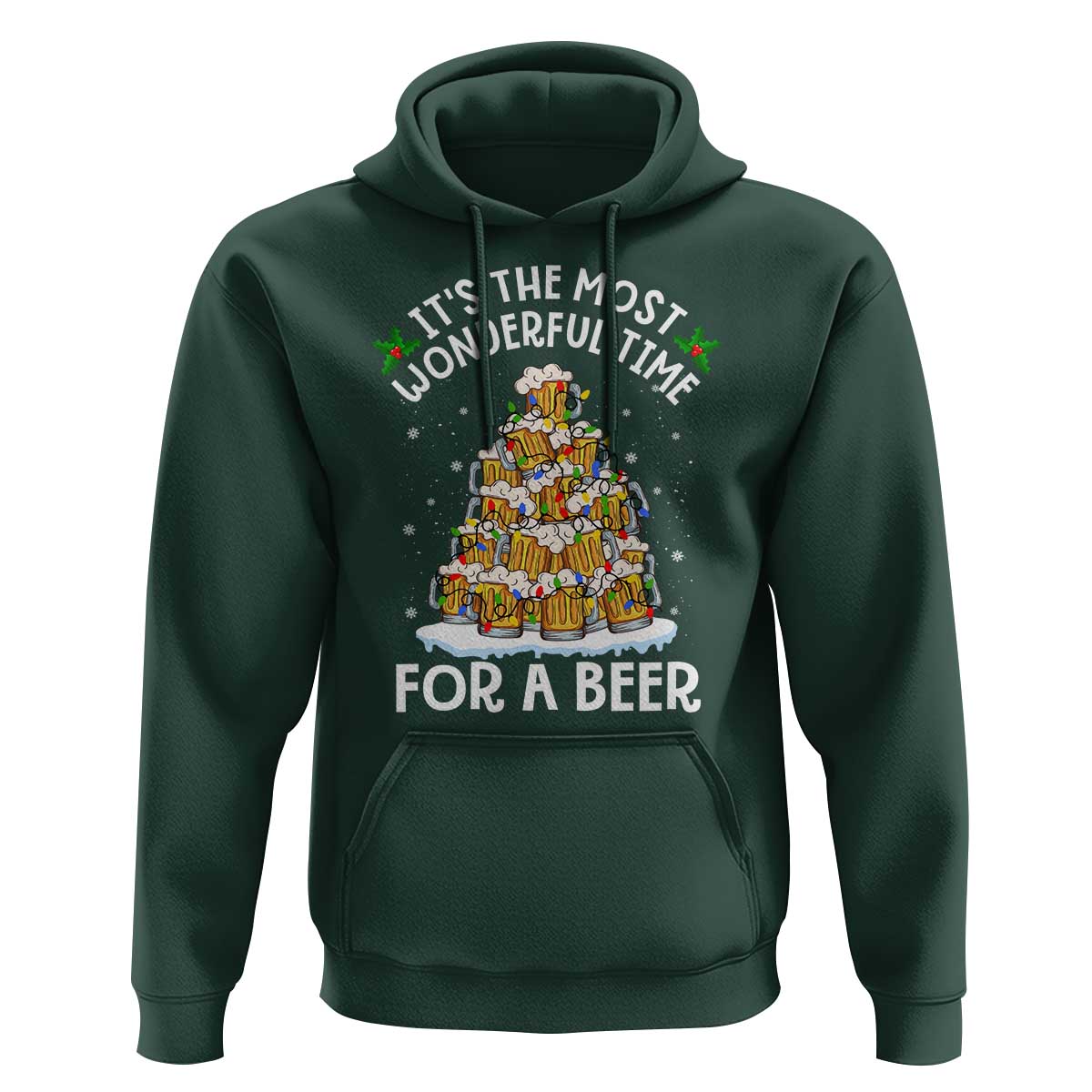 Funny Beer Christmas Tree Hoodie It's the Most Wonderful Time For A Beer