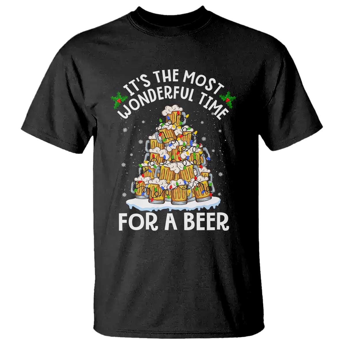 Funny Beer Christmas Tree T Shirt It's the Most Wonderful Time For A Beer - Wonder Print Shop