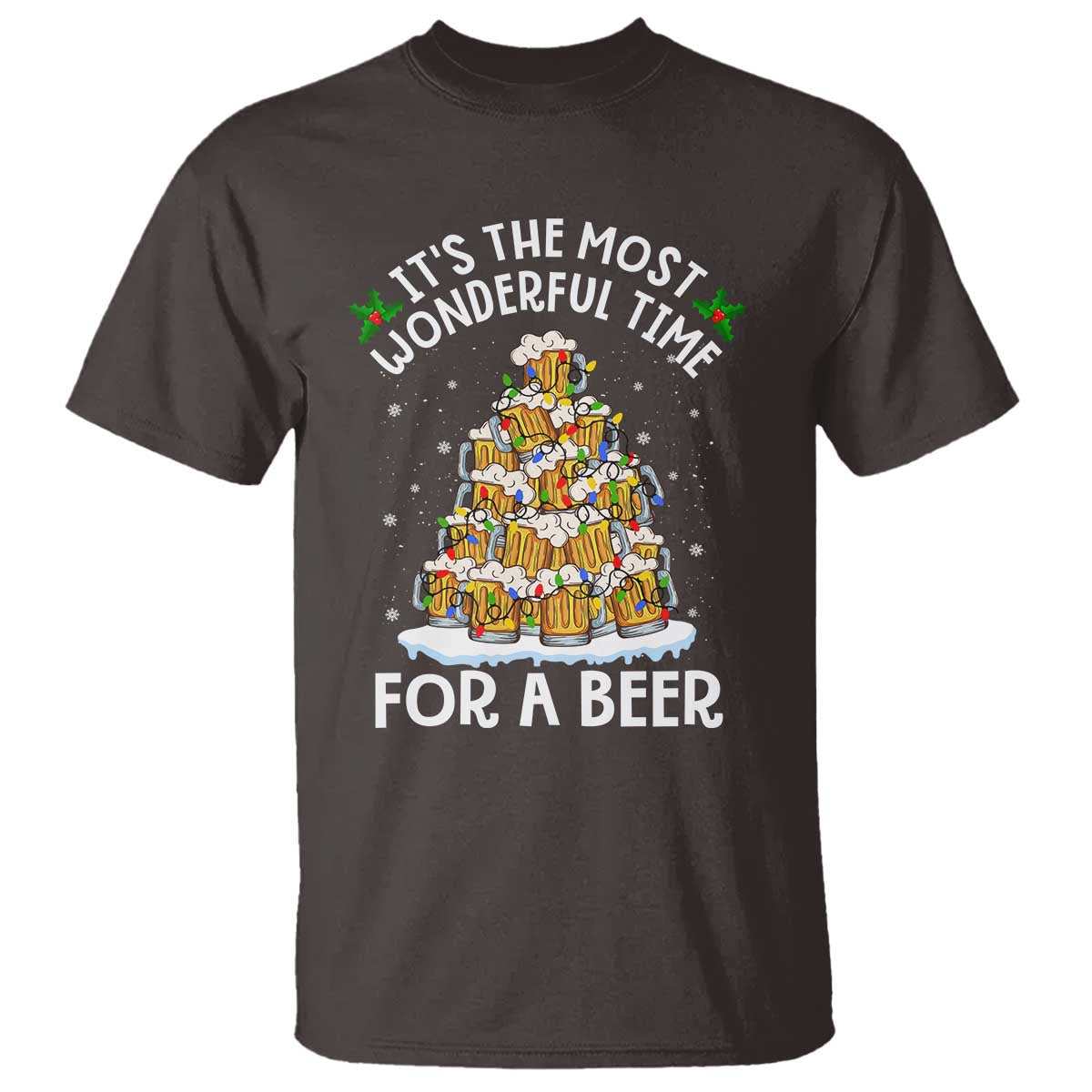Funny Beer Christmas Tree T Shirt It's the Most Wonderful Time For A Beer - Wonder Print Shop