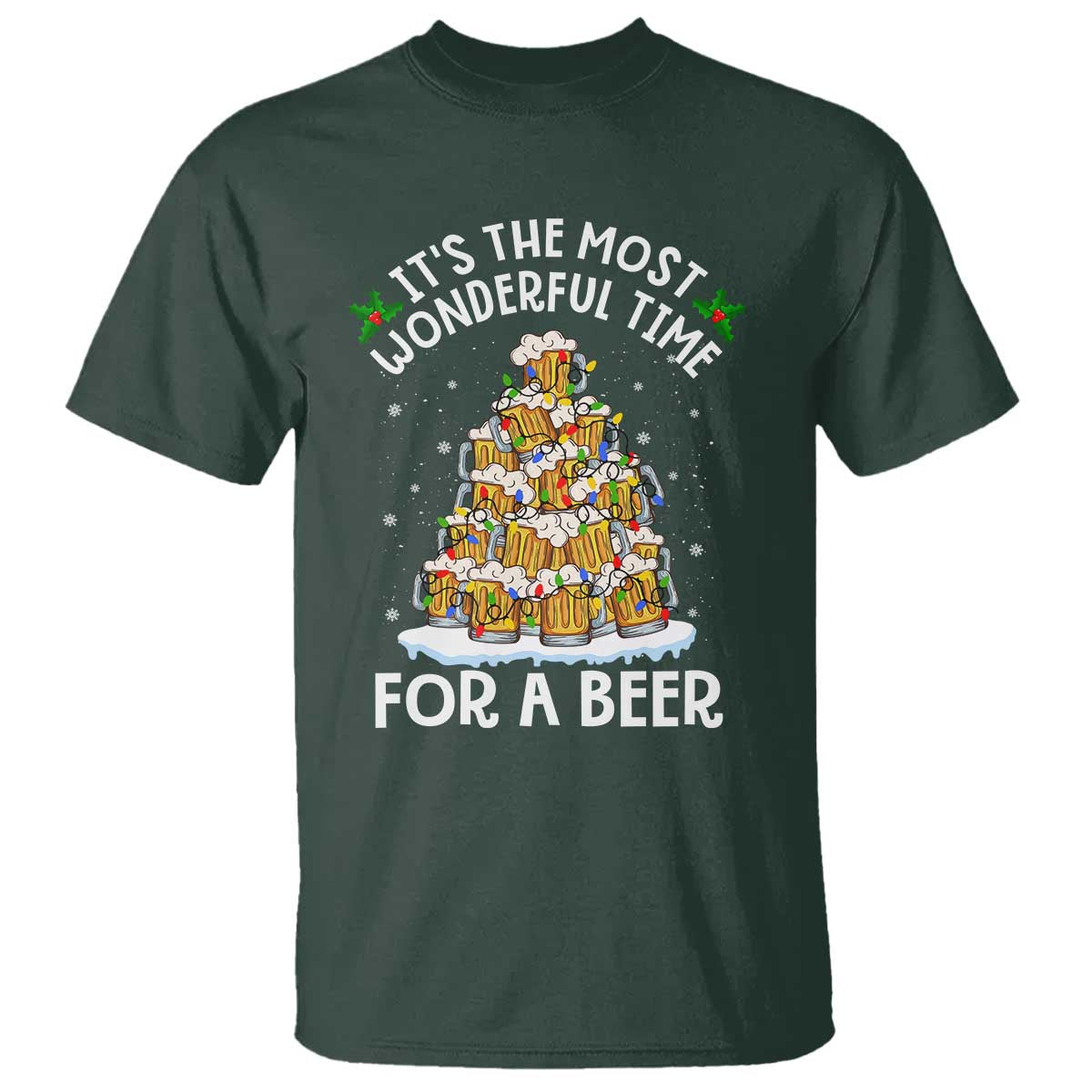 Funny Beer Christmas Tree T Shirt It's the Most Wonderful Time For A Beer - Wonder Print Shop