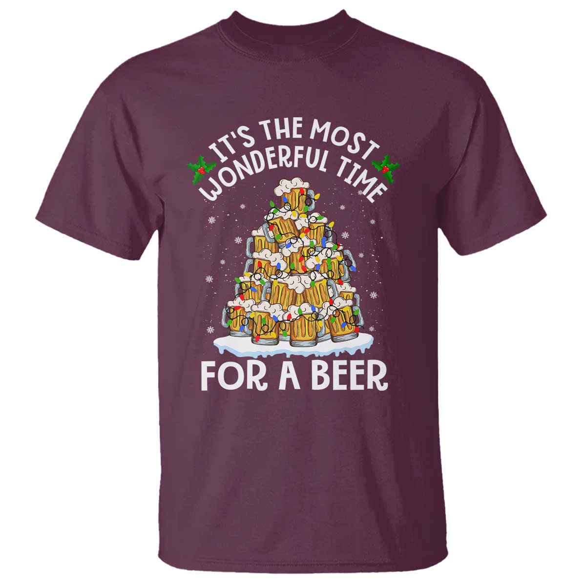 Funny Beer Christmas Tree T Shirt It's the Most Wonderful Time For A Beer - Wonder Print Shop
