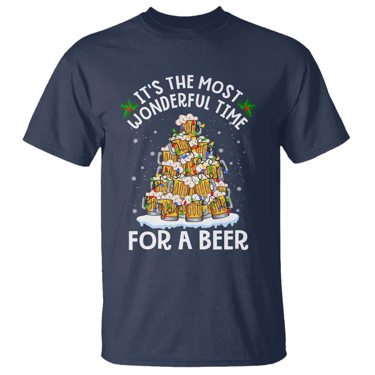 Funny Beer Christmas Tree T Shirt It's the Most Wonderful Time For A Beer - Wonder Print Shop