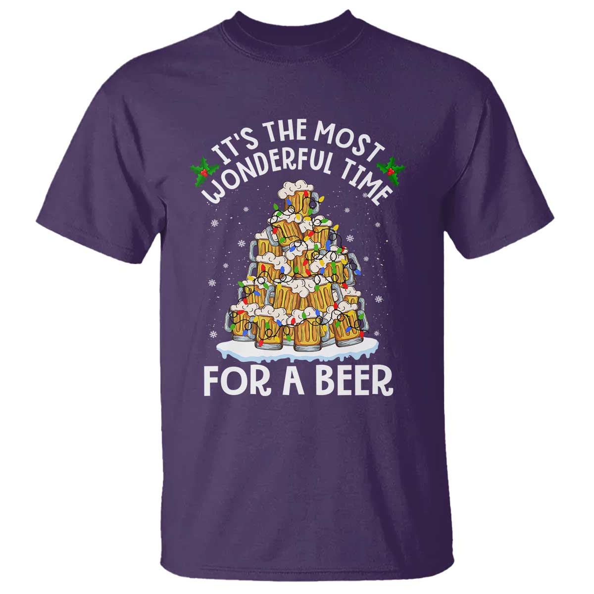 Funny Beer Christmas Tree T Shirt It's the Most Wonderful Time For A Beer - Wonder Print Shop