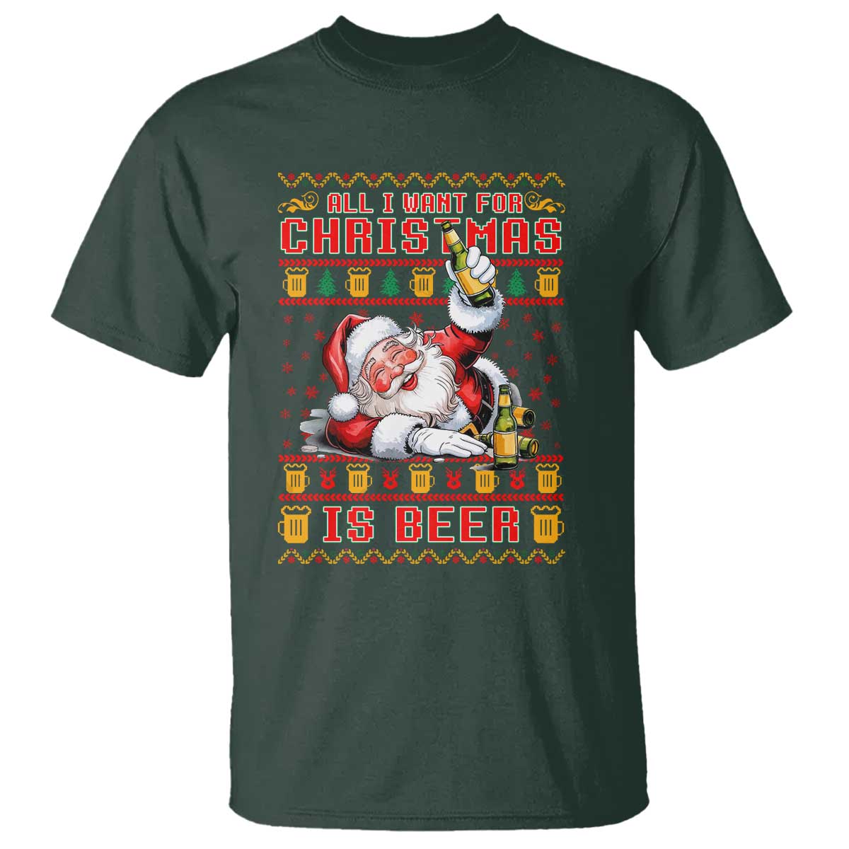 Funny Christmas Beer T Shirt It's the Most Wonderful Time For A Beer - Wonder Print Shop