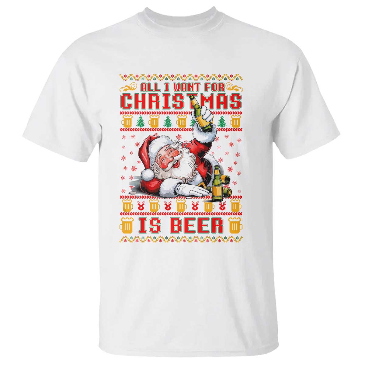 Funny Christmas Beer T Shirt It's the Most Wonderful Time For A Beer - Wonder Print Shop
