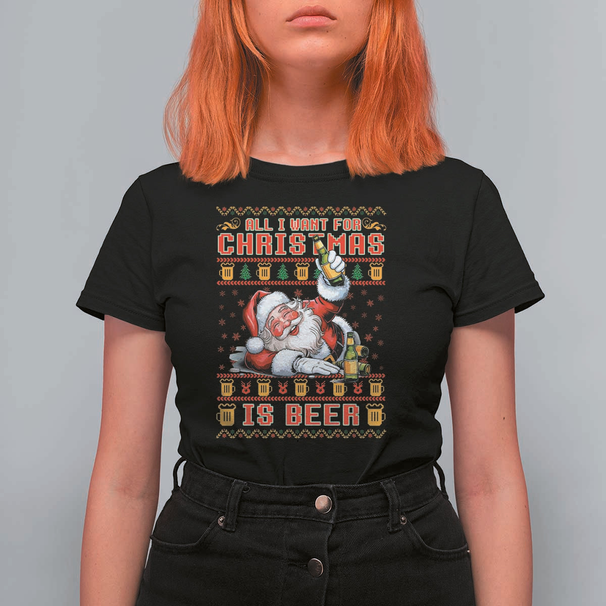 Funny Christmas Beer T Shirt For Women It's the Most Wonderful Time For A Beer - Wonder Print Shop