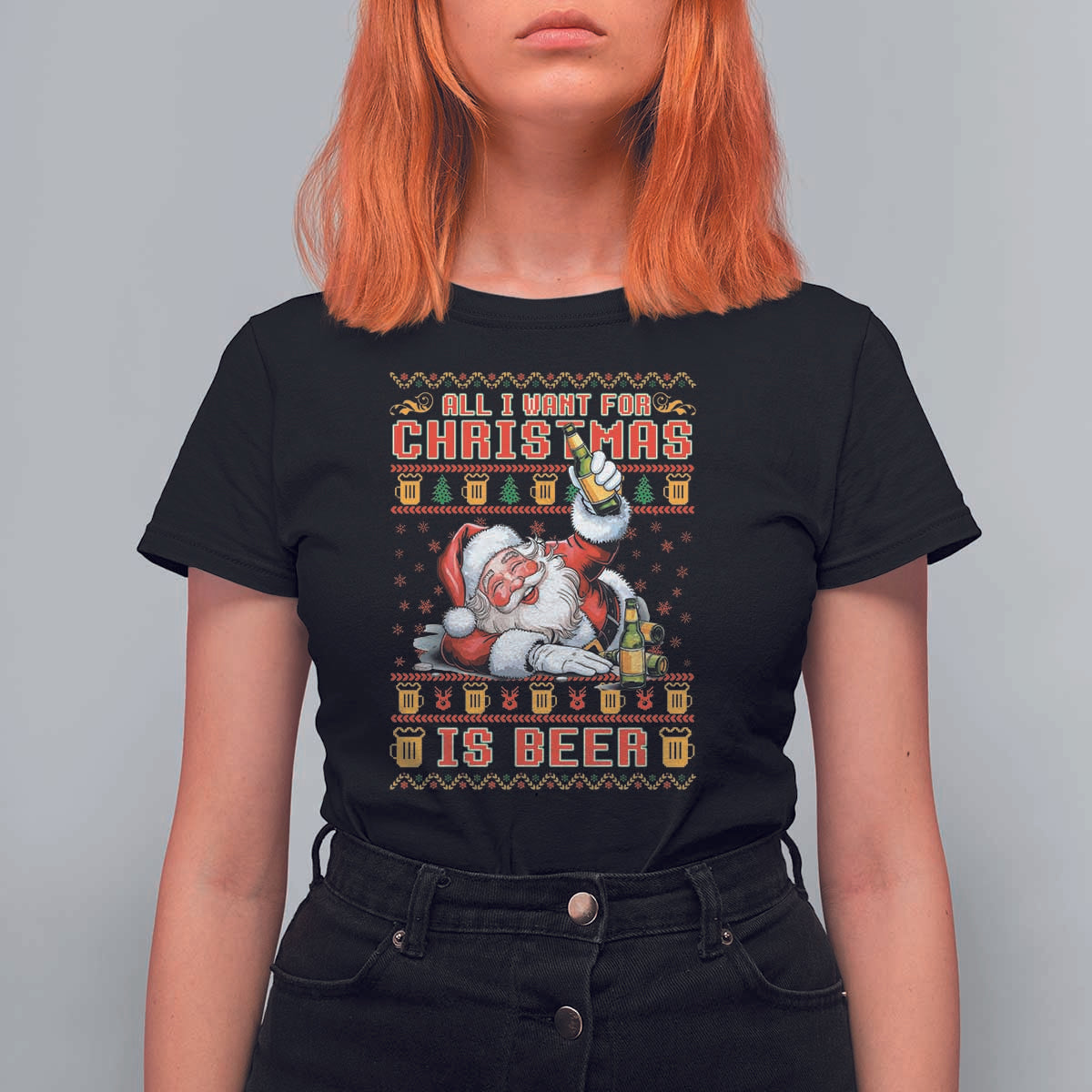Funny Christmas Beer T Shirt For Women It's the Most Wonderful Time For A Beer - Wonder Print Shop