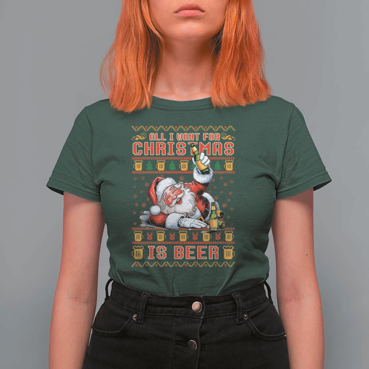 Funny Christmas Beer T Shirt For Women It's the Most Wonderful Time For A Beer - Wonder Print Shop