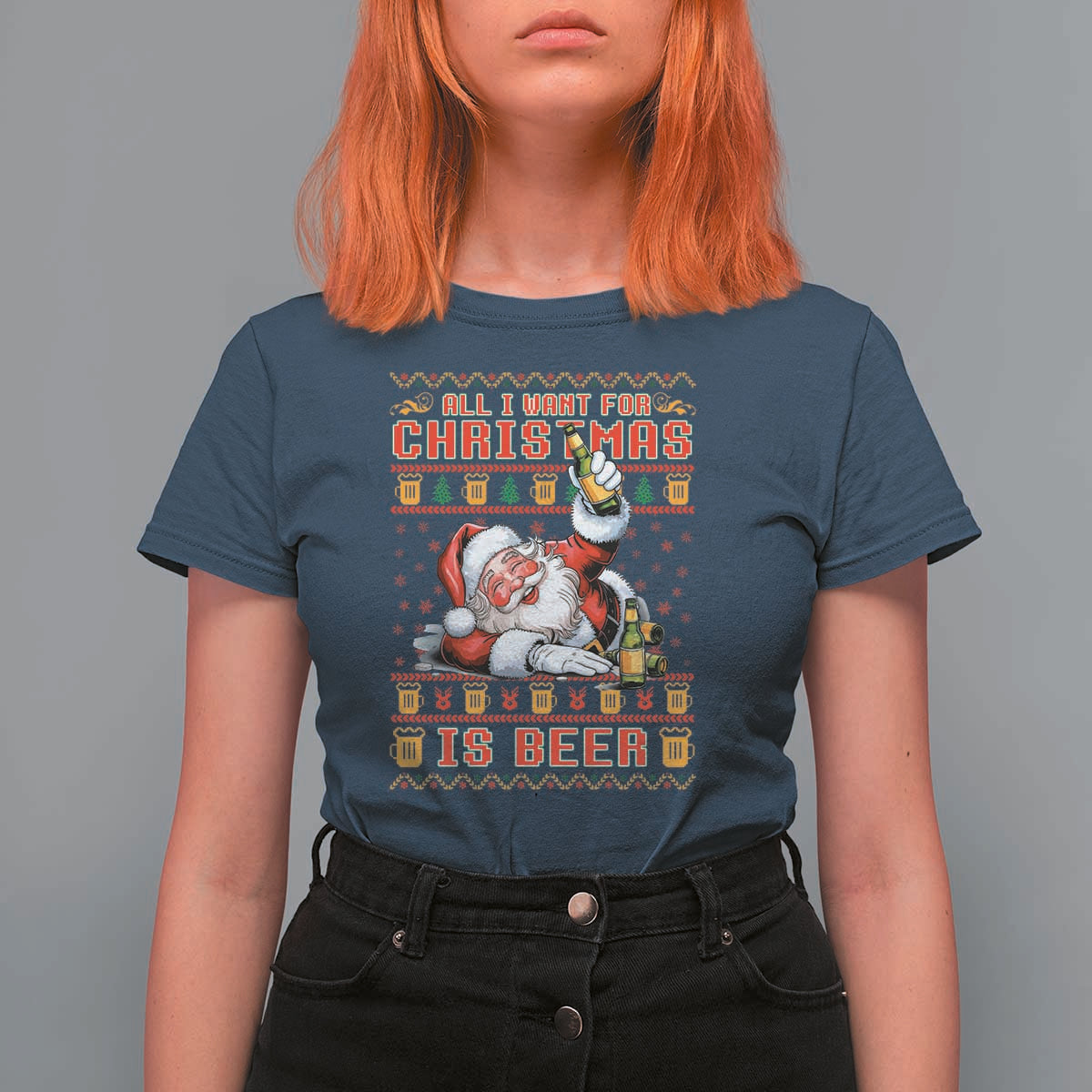 Funny Christmas Beer T Shirt For Women It's the Most Wonderful Time For A Beer - Wonder Print Shop