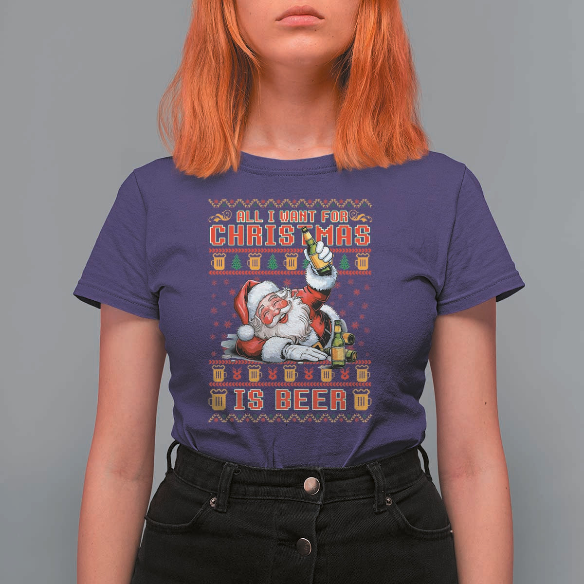 Funny Christmas Beer T Shirt For Women It's the Most Wonderful Time For A Beer - Wonder Print Shop
