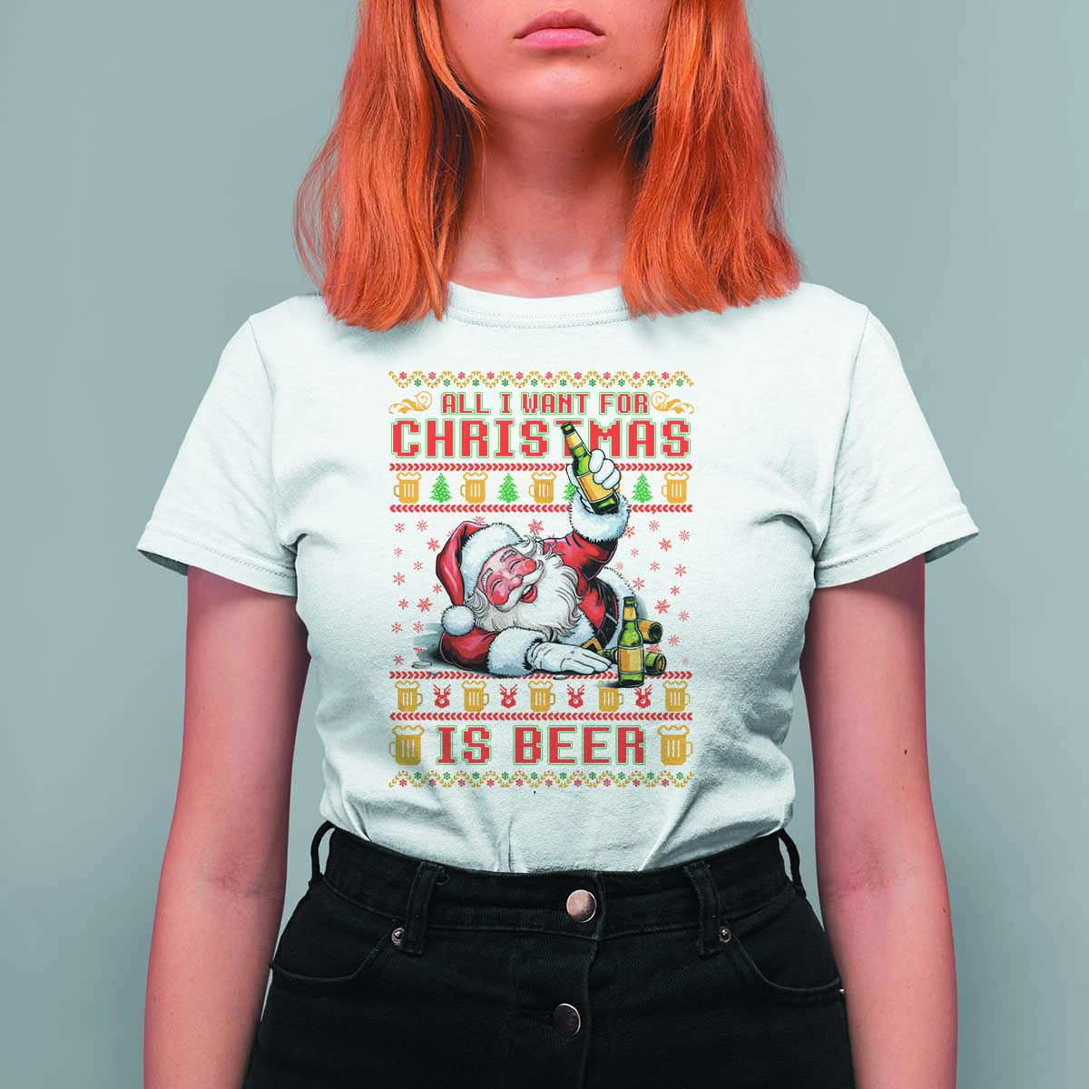 Funny Christmas Beer T Shirt For Women It's the Most Wonderful Time For A Beer - Wonder Print Shop