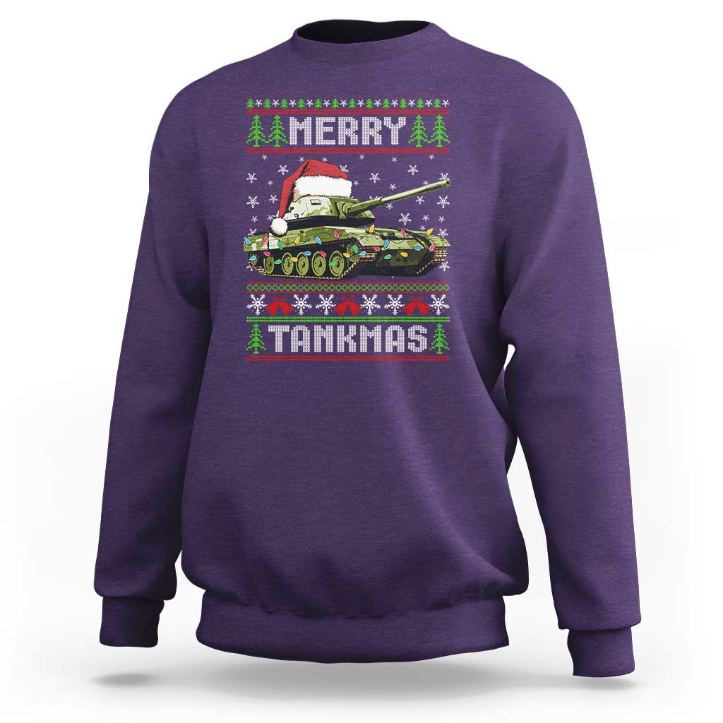 Funny Christmas Veteran Sweatshirt Merry Tankmas Tank Military Army - Wonder Print Shop