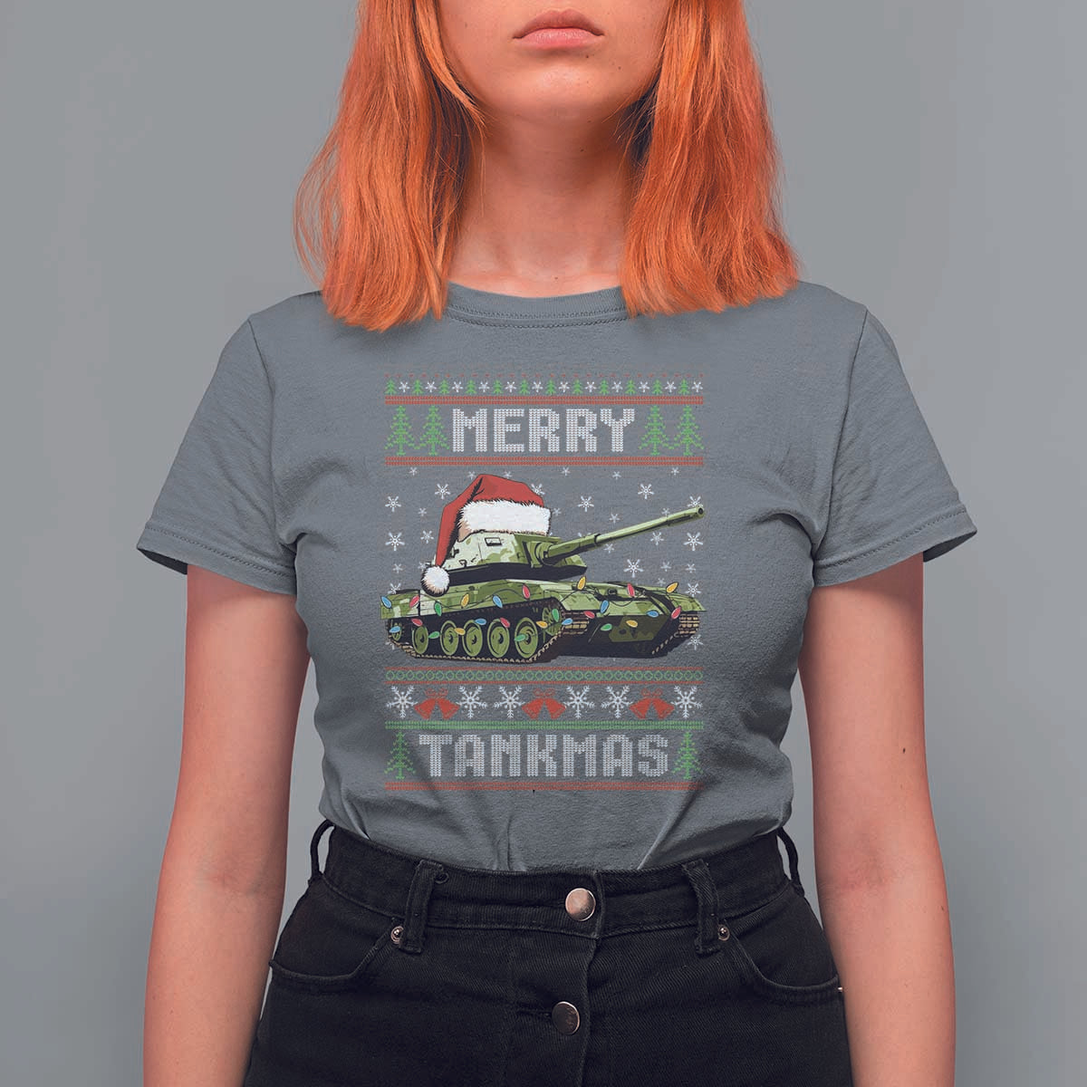 Funny Christmas Veteran T Shirt For Women Merry Tankmas Tank Military Army - Wonder Print Shop