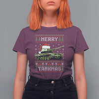 Funny Christmas Veteran T Shirt For Women Merry Tankmas Tank Military Army - Wonder Print Shop