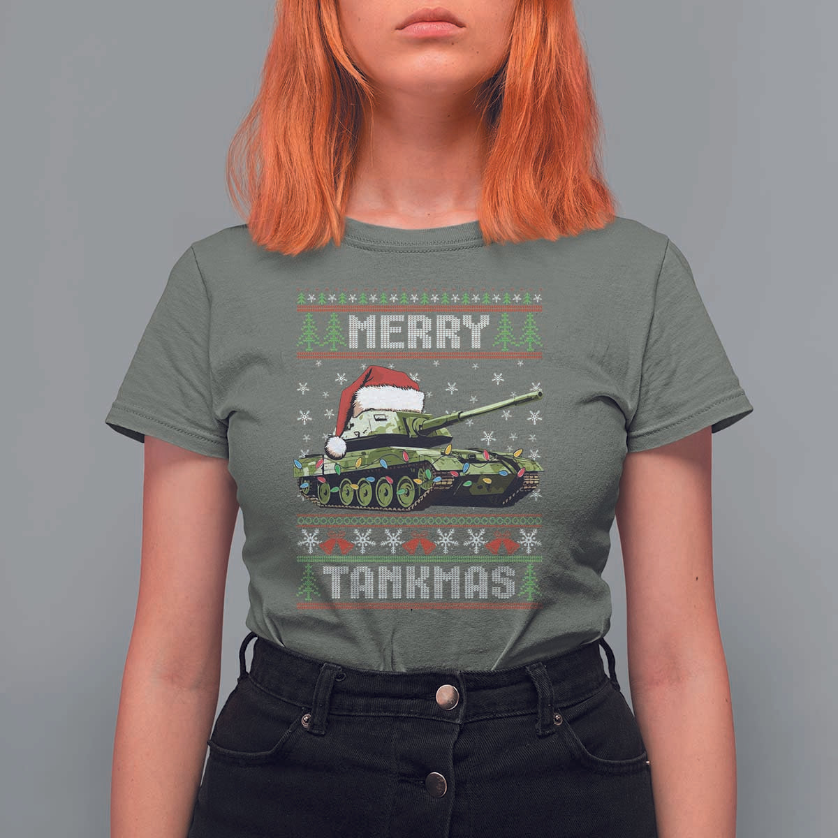 Funny Christmas Veteran T Shirt For Women Merry Tankmas Tank Military Army - Wonder Print Shop
