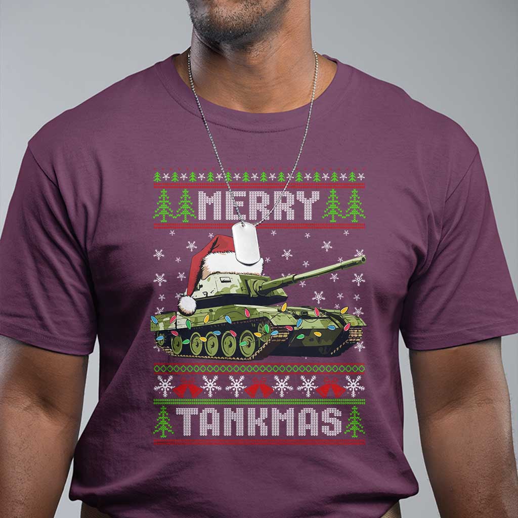 Funny Christmas Veteran T Shirt Merry Tankmas Tank Military Army - Wonder Print Shop