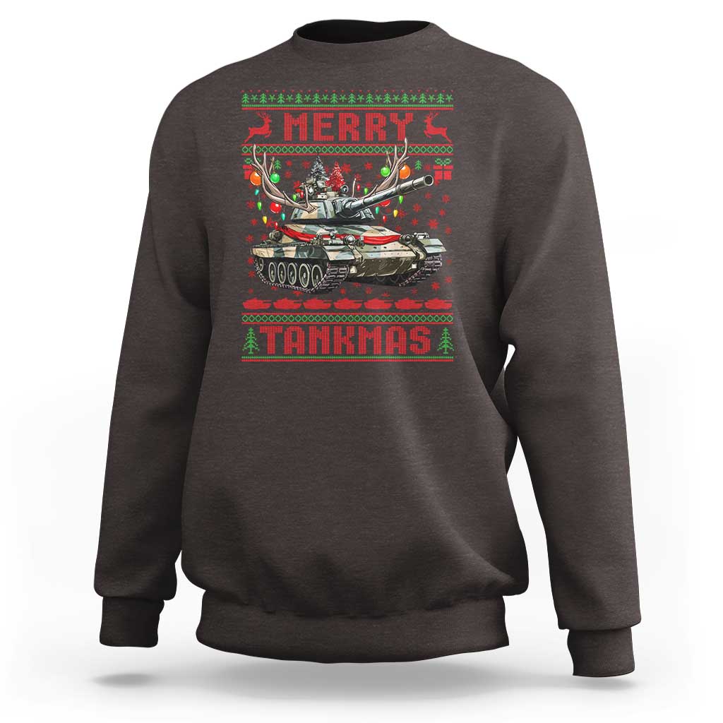 Funny Christmas Military Sweatshirt Merry Tankmas Tank Veteran Army - Wonder Print Shop