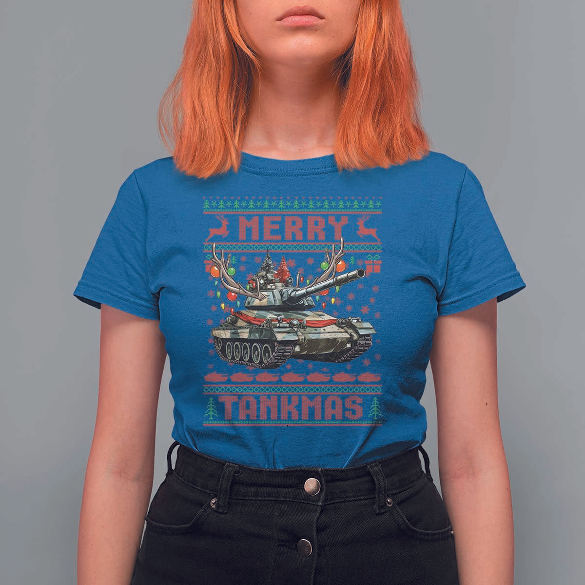 Funny Christmas Military T Shirt For Women Merry Tankmas Tank Veteran Army - Wonder Print Shop